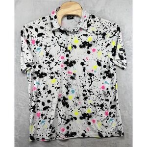 Sunday Swagger Paint Splatter Polo Shirt Performance Stretch Golf Men's Size XL